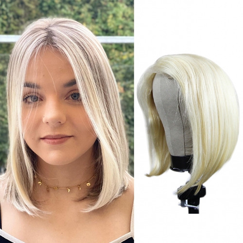 Short Bob Straight MDF 613 Blonde 13x4 Lace Frontal Wigs PrePlucked Brazilian Virgin Lace Front Human Hair Wigs For Women
