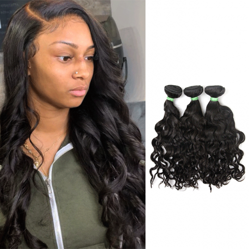 Water Wave Peruvian Hair Nature Color 100% Human Hair  Extensions Double Wefts For Black Women Raw Hair